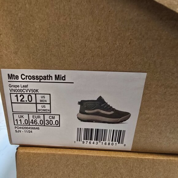 VANS MTE Crosspath Mid Shoe Hiking Sneaker GRAPE LEAF Trail SIZE 12 NEW - Picture 9 of 16